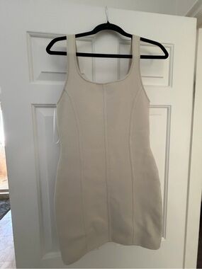 Babaton Cream Scoop-Neck Mini Bodycon Dress